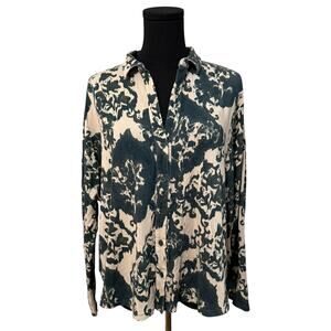 Majestic Filatures Shirt Blouse Button Up Patterned French Touch Teal 1 / XS